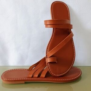 Women's Strappy Thong Sandals Casual Summer Open Toe Flat Slide Sandals Size 6.5